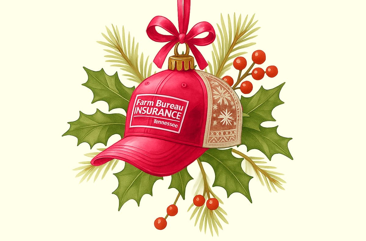 Farm Bureau Insurance of Tennessee red hat Christmas ornament