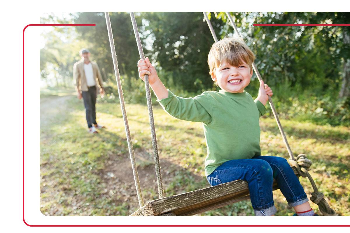Child on swing outdoors in Tennessee
